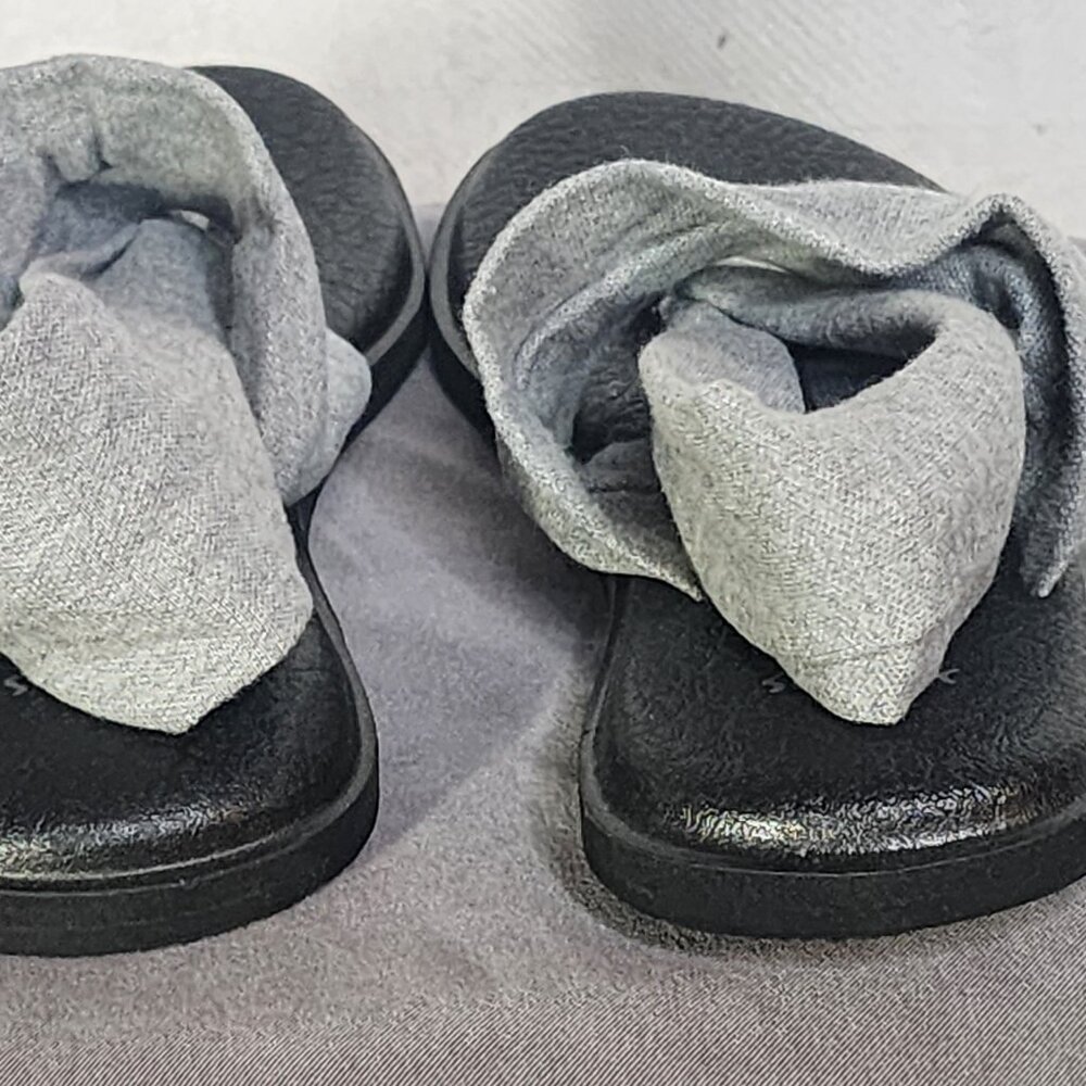 Sanuk Grey Black Ella Slip On Cushion Insole Stretch Fabric Yoga Sling Sandal 7 - Picture 7 of 16